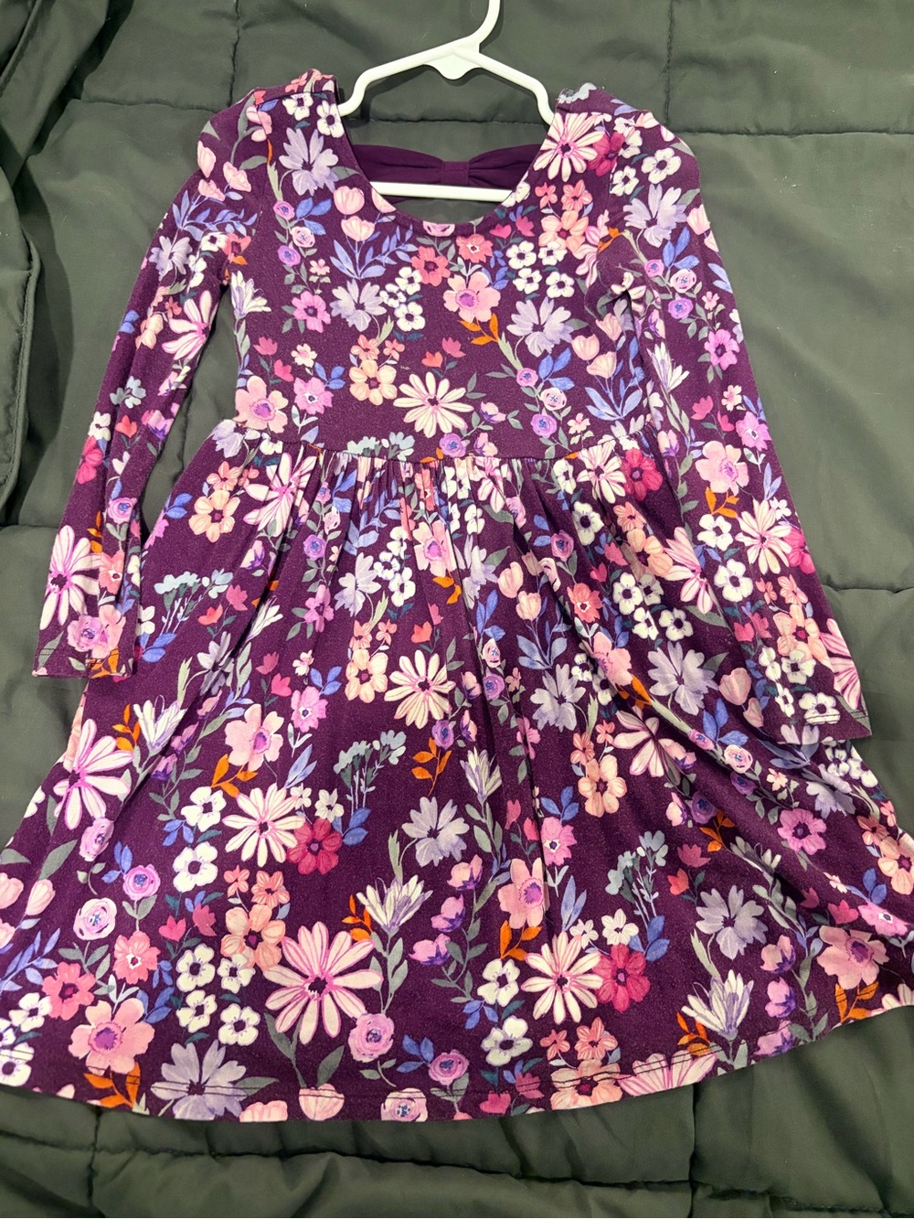 Little Sleepies Purple Floral Long-Sleeve Twirl Dress